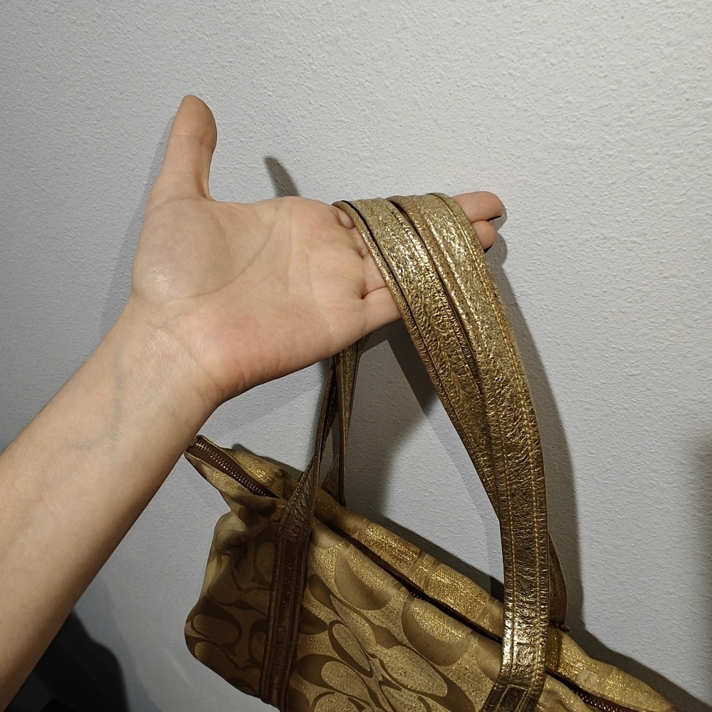 Vintage Y2K Coach Poppy Purse Tag Attached Tote Gold Signature Monogram Logo - Picture 11 of 16